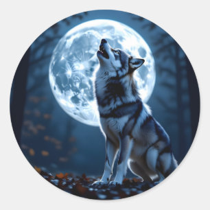 Adesivo Wolf Howling na lua