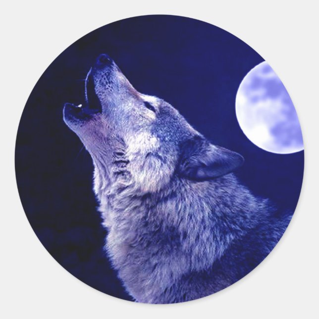 Adesivo Wolf Howling na Lua (Frente)