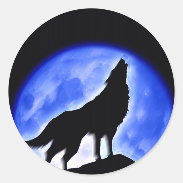 Adesivo Wolf Howling na Lua (Frente)