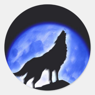 Adesivo Wolf Howling na Lua