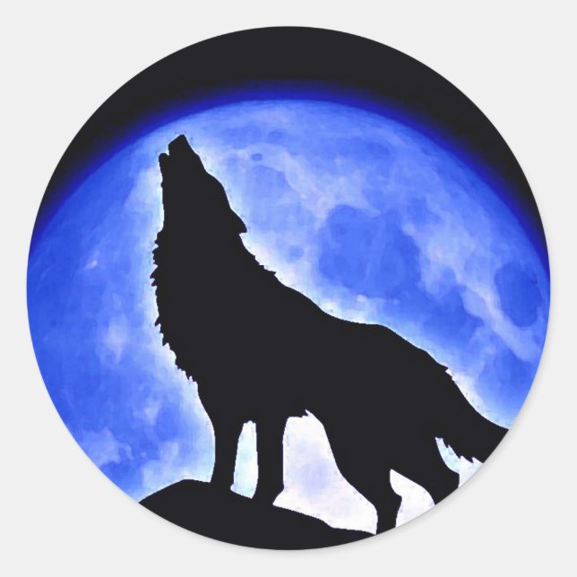 Adesivo Wolf Howling na Lua (Frente)