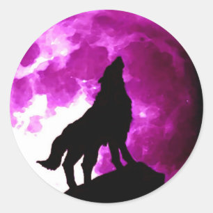 Adesivo Wolf Howling na Lua
