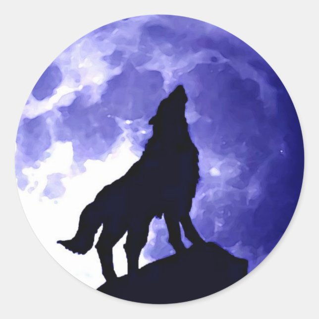 Adesivo Wolf Howling na Lua Azul da Lua (Frente)