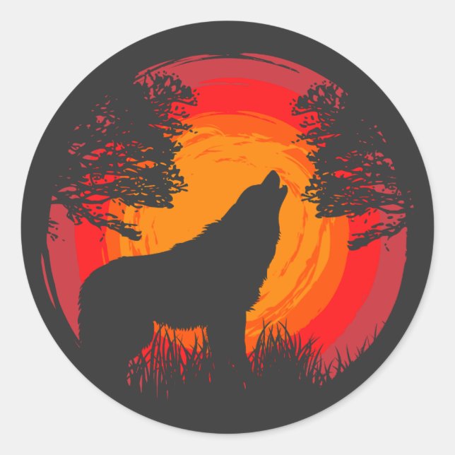 Adesivo Wolf Howling no Sol (Frente)