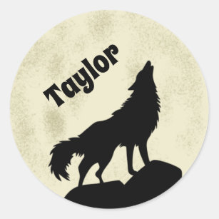 Adesivo Wolf Howling personalizado na ilustração da lua