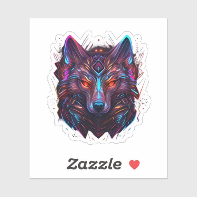 Adesivo Wolf Neon Sticker Virado Radialmente (Folha)