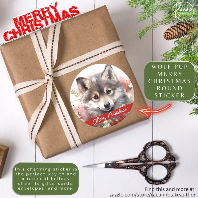 Adesivo Wolf Pup Merry Christmas Sticker (Criador carregado)