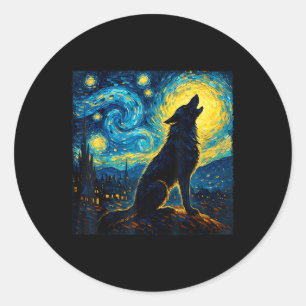 Adesivo Wolf Starry Night Howling Moon Engraçado Presente