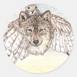 Adesivo Wolf Stickers Round