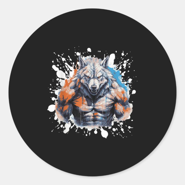 Adesivo Wolf Workout Gym Fighter Bodybuilder  (Frente)