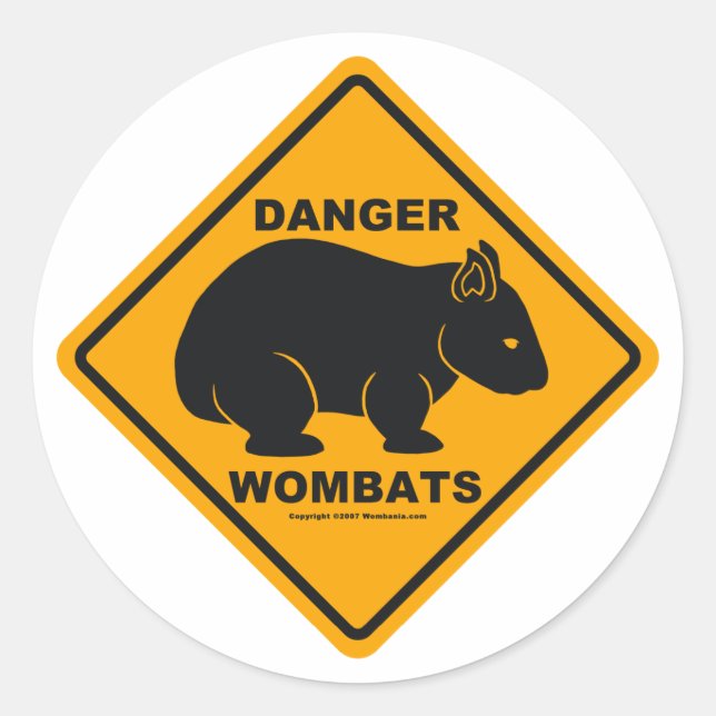 Adesivo Wombat Danger Road Sign (Frente)