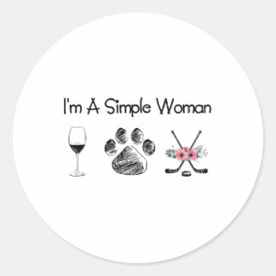 Adesivo Women#39;s I#39;m A Simple Woman Wine Hockey Dogs