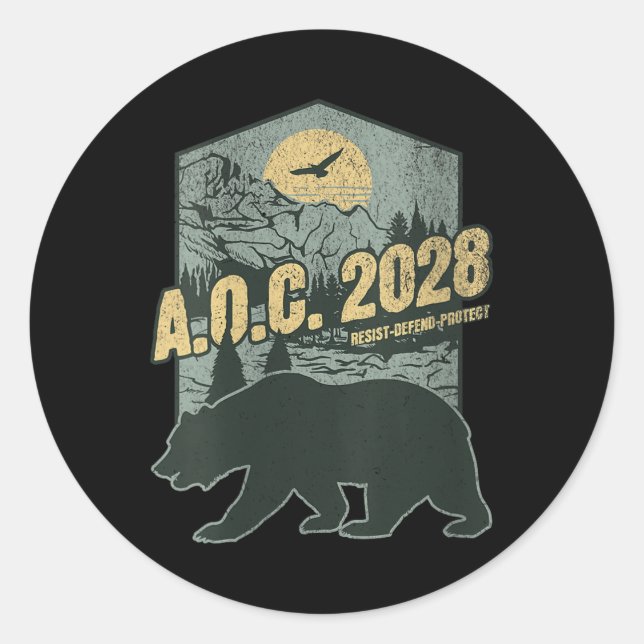 Adesivo Womens Aoc 2028 Para Presidente Resiste Bear Alexa (Frente)