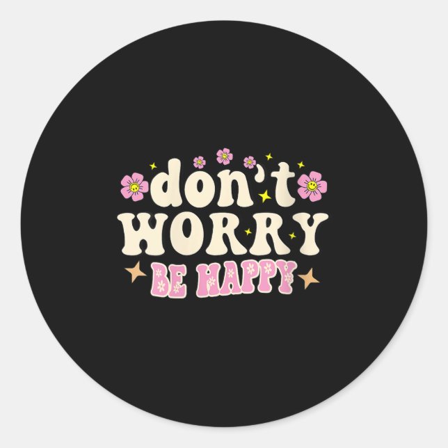 Adesivo Womens Don't Worry We Be Happy Groovy Retro 70s Mo (Frente)