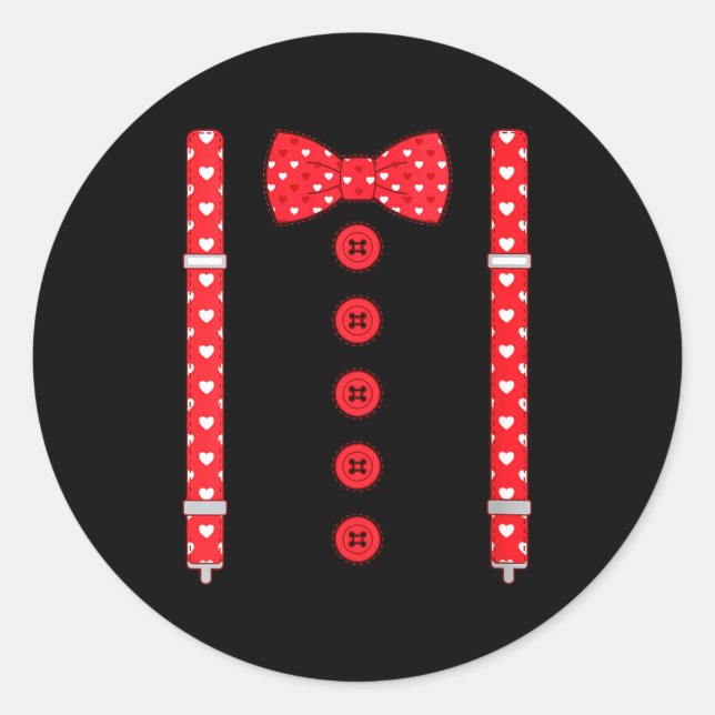 Adesivo Women's Funny Hearts Bow Tie Suspenders Valentine' (Frente)