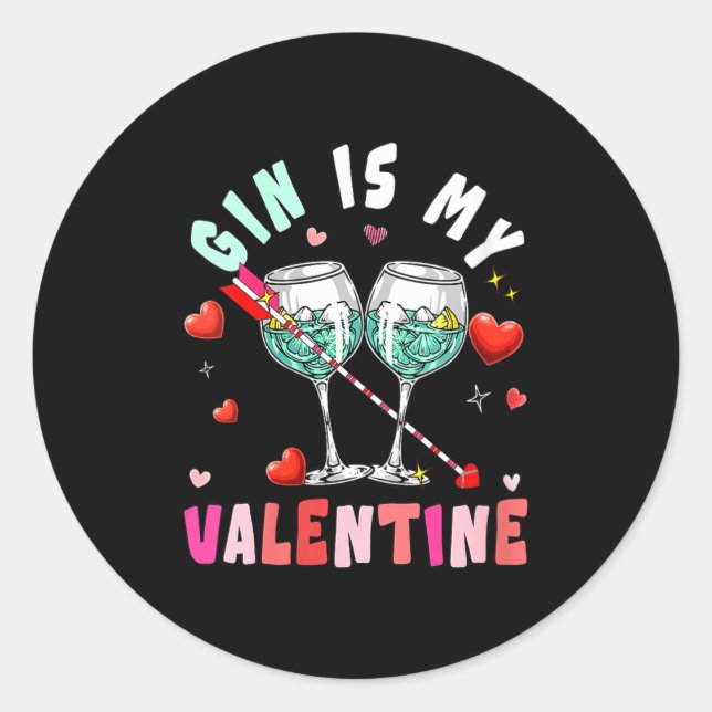 Adesivo Women's Gin Is My Valentine Hearts Matching Drinke (Frente)