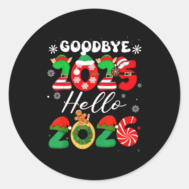 Adesivo Womens Goodbye 2025 Hello 2026 Christmas Matching  (Frente)