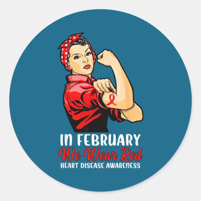 Adesivo Womens In February We Wear Red - Heart Disease Awa (Frente)