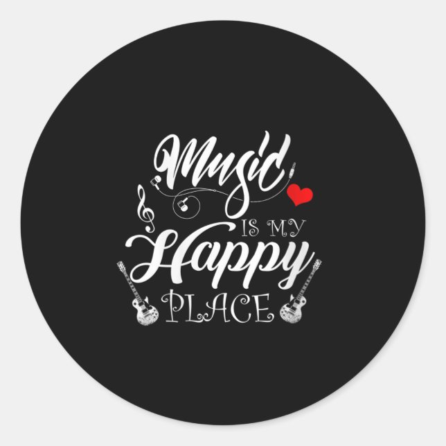 Adesivo Womens Music Is My Happy Place Motivational Life Q (Frente)