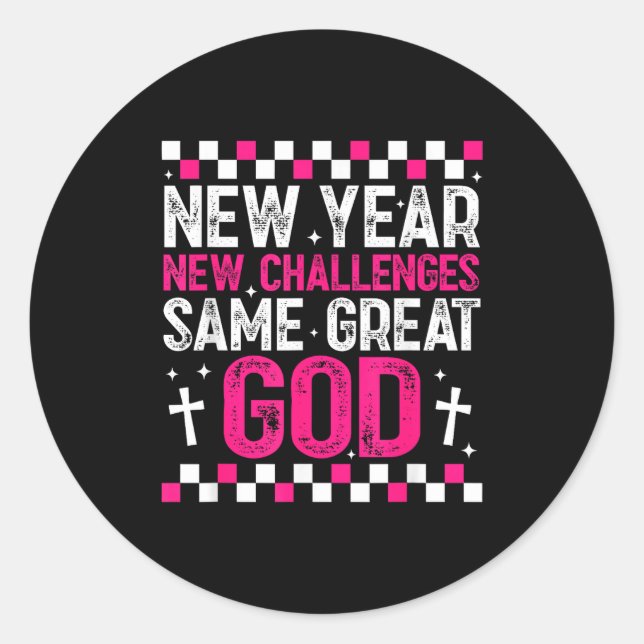 Adesivo Womens New Year New Challenges Same Great God 2026 (Frente)