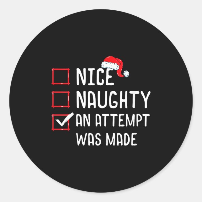 Adesivo Womens Nice Naughty An Attempt Was Made Christmas  (Frente)