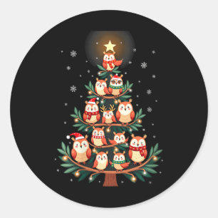 Adesivo Womens Owl Árvore de Natal Xmas Luzes Xmas Owl Lov