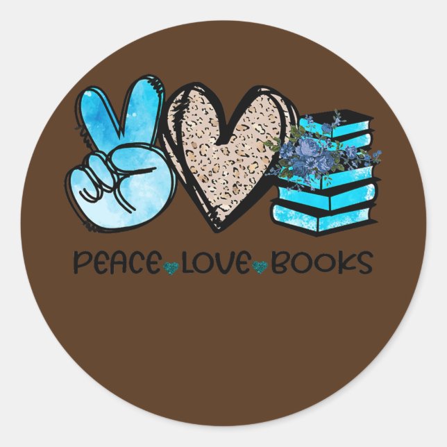 Adesivo Womens Peace Love Books Biblioteca de leitura (Frente)