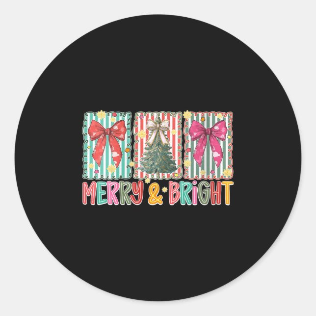 Adesivo Womens Preppy Coquette Bow Christmas Tree Merry An (Frente)