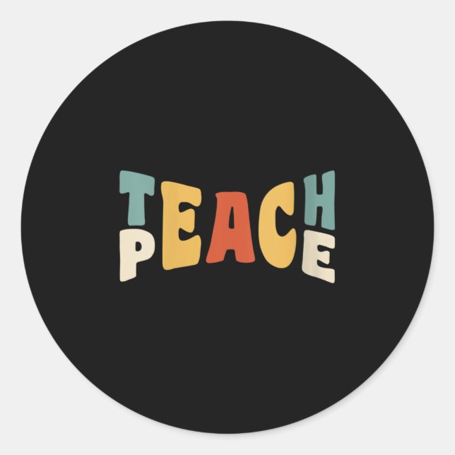 Adesivo Womens Teach Peace Retro Teacher Motivational Educ (Frente)
