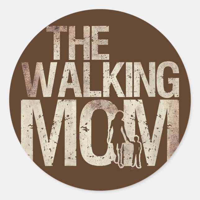 Adesivo Womens Walking Mom Zombie Woman And Kid Mother's (Frente)