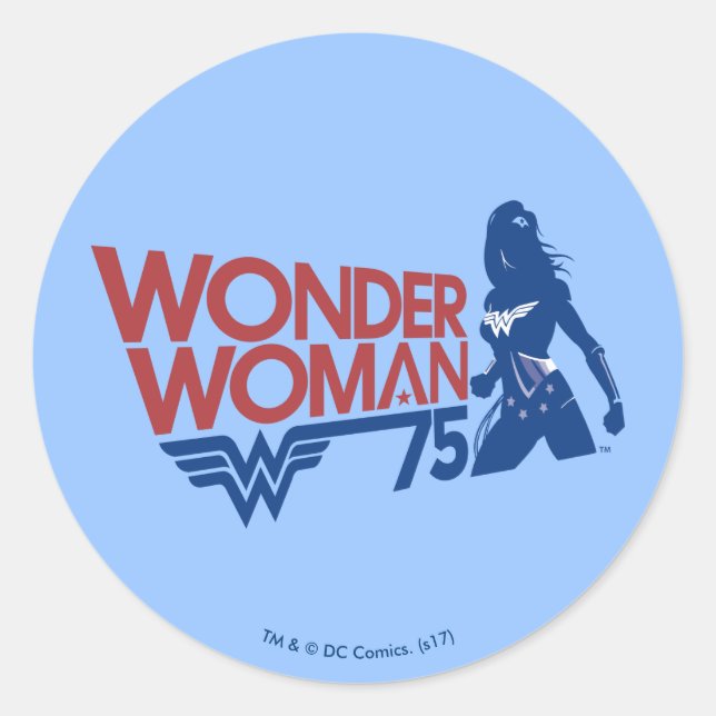 Adesivo Wonder Woman 75th Anniversary Red & Blue Logo (Frente)