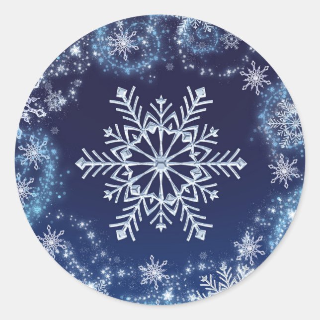 Adesivo Wonderland Blue & White Snowflakes Favor (Frente)