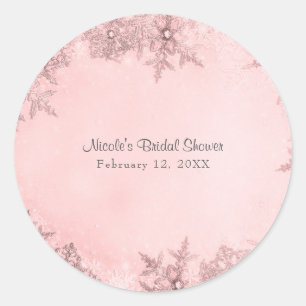 Adesivo Wonderland Winter Snowflakes Pink Elegante Rosa Su