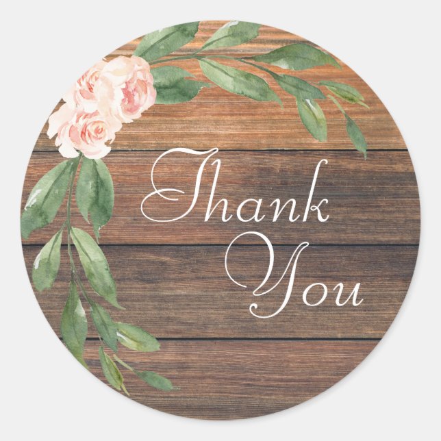 Adesivo Wood Grain Rustic Floral Obrigado Casamento (Frente)