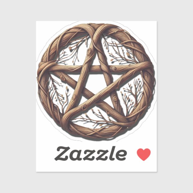 Adesivo Wood Twig Pentacle Wiccan Wedding (Folha)