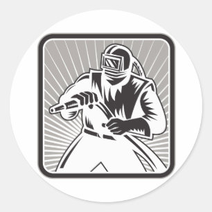 Adesivo Woodcut do dinamitador da areia do Sandblaster
