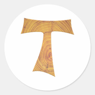 Adesivo Wooden Look Franciscan Tau Cross