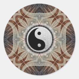 Adesivo Woodgrain Geométrico Art Yin Yang Sticker