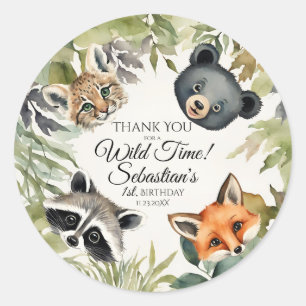 Adesivo Woodland Animal Birthday Obrigado