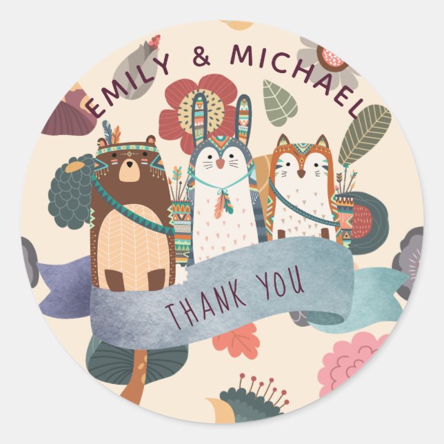 Adesivo Woodland Animal Stickers for Favors, Envelopes (Frente)