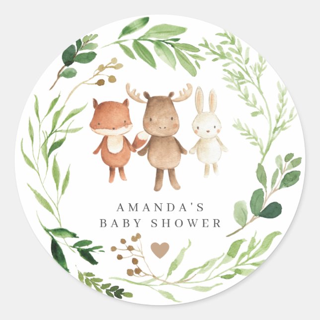 Adesivo Woodland Animals Baby Shower  (Frente)