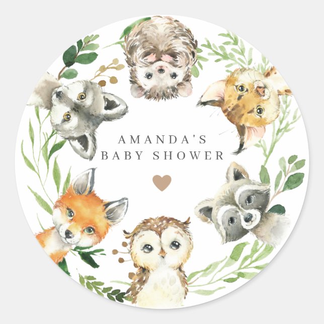 Adesivo Woodland Animals Baby Shower  (Frente)