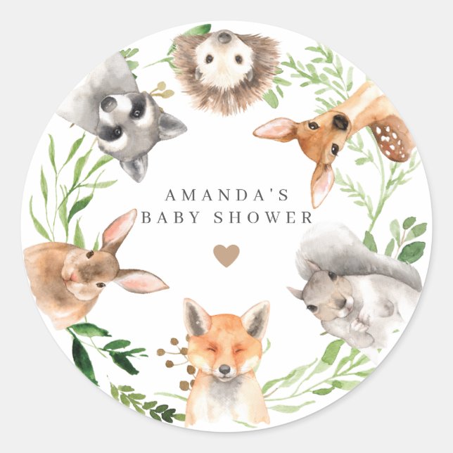 Adesivo Woodland Animals Baby Shower  (Frente)
