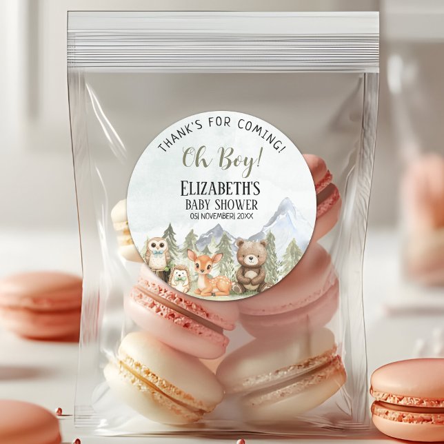 Adesivo Woodland Animals Baby Shower Boy Party (Criador carregado)