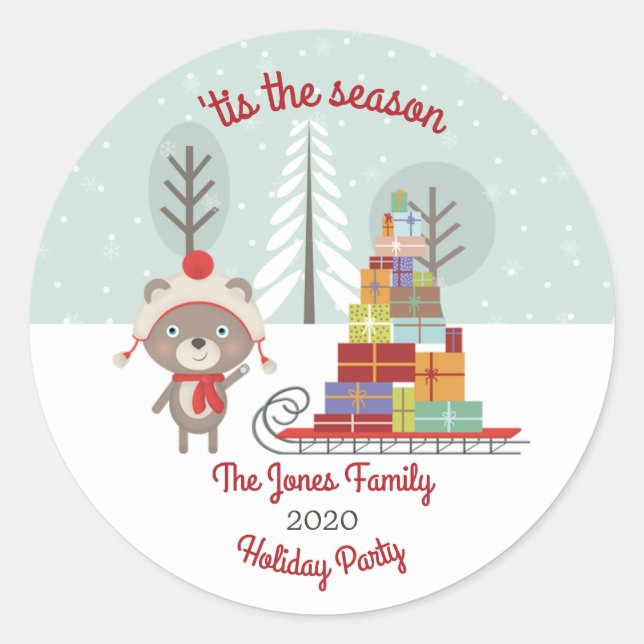 Adesivo Woodland Bear Christmas (Frente)