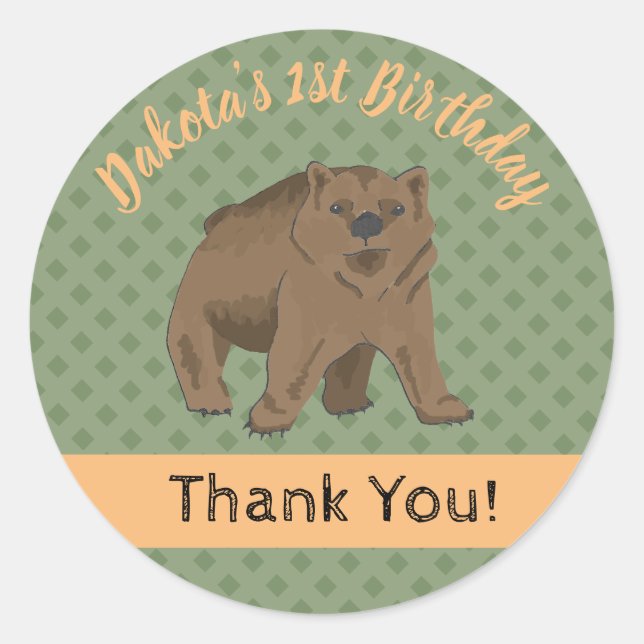 Adesivo Woodland Bear Cub Obrigado (Frente)