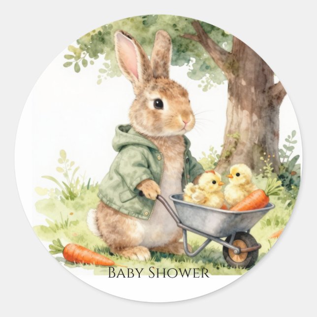 Adesivo Woodland Bunny Baby Shower (Frente)