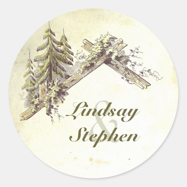 Adesivo Woodland Cabin Rustic Wedding (Frente)