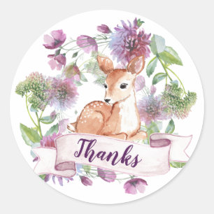 Adesivo Woodland Deer Classic Round Obrigado Sticker