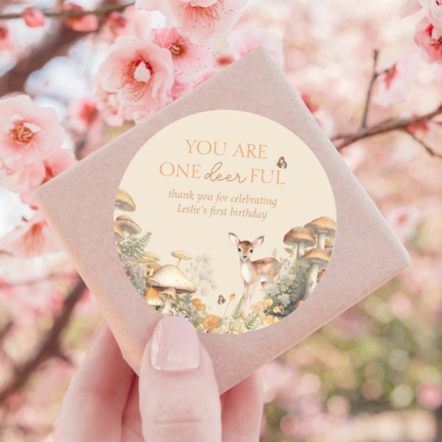 Adesivo Woodland Deer Primeiro Aniversário Obrigado (Criador carregado)